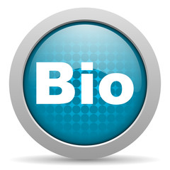 bio blue glossy icon on white background