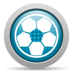 Obraz premium soccer blue glossy icon on white background