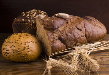 baked bread on wood table