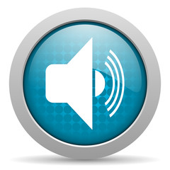 volume blue glossy icon on white background