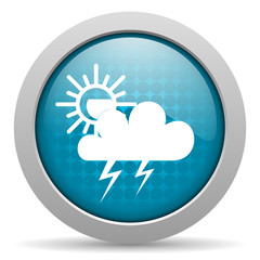 weather forecast blue glossy icon on white background