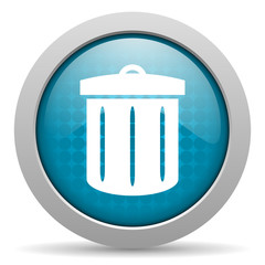 recycle blue glossy icon on white background