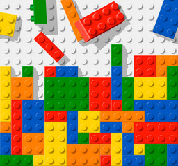 Unfinished construction made from plastic construction blocks