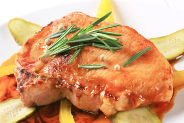 Pork chop in spicy  glaze