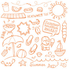 Summer illustrations drawn in a doodled style.