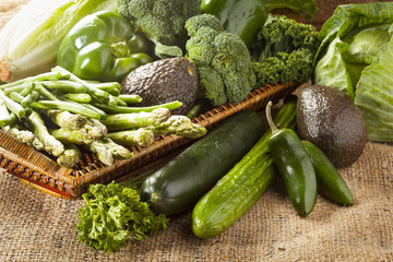 Group of Fresh Organic Assorted Green Vegetables