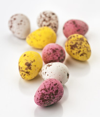 chocolate balls decorated, furnished and painted eggs