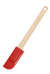 Spatula with a wooden handle on white. Clipping path included.
