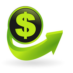 bouton dollars flêche verte