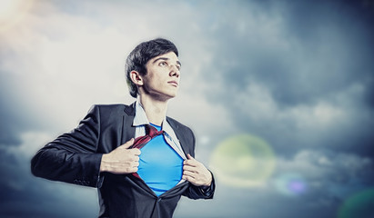 Young superhero businessman