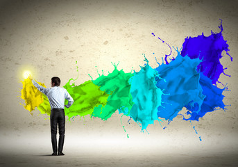 Man painting splashes