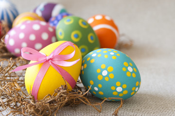Fototapeta na wymiar Colorful Easter eggs. Horizontal