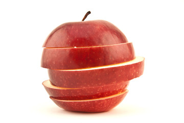 Red sliced apple isolated on white background cutout