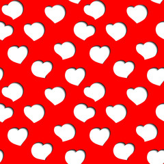 Seamless abstract pattern hearts with volume effect