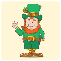Cute Saint Patrick's Leprechaun in top-hat alone isolated
