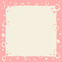 Easter eggs colorful frame with stars and grunge borders