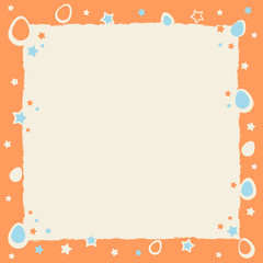 Easter eggs colorful frame with stars and grunge borders