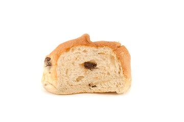 A single slice raisin bread.