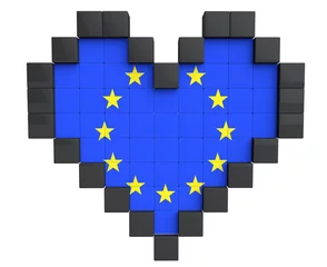 Photo sur Plexiglas Pixels Pixel Heart comme drapeau de l& 39 Union européenne
