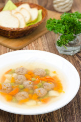 vegetable soup with chicken meatballs