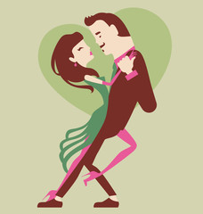 man and woman dancing pair in love vector illustration