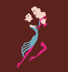 man and woman dancing pair vector illustration
