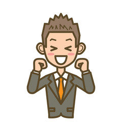 ビジネスマン　F02　上半身　喜ぶ