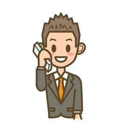 ビジネスマン　F02　上半身　携帯