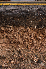 Road cross section showing soil underneath