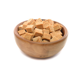 Brown sugar in a wooden bowl