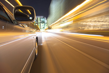 Driving in the night city.