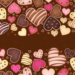 invitation card with sweetmeat in form heart