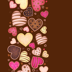 vertical background for text with sweetmeat in form heart