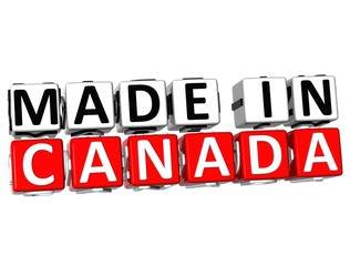 3D Made in Canada button over white background