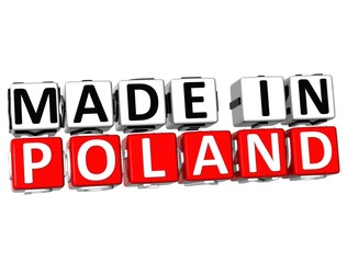 3D Made in Poland button over white background