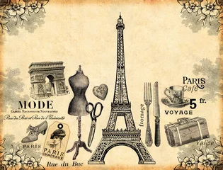 Abwaschbare Fototapete Doodle Pariser Hintergrund