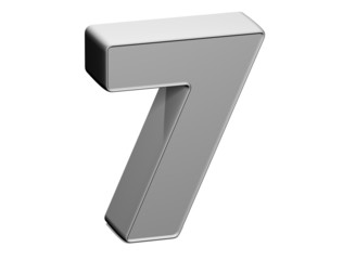 3D shiny grey number collection over white background