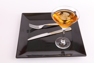 Dish with fork & knife and drink