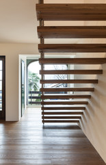 a staircase in a modern apartment