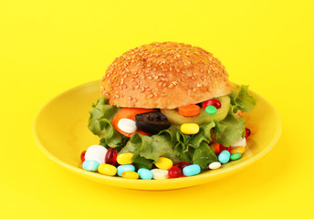 Conceptual image for nutritional care:assorted vitamins and