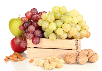 Grape with nuts isolated on white