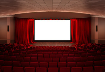 Cinema  stage with red curtains