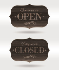 Retro wooden signs - Open and Closed