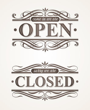 Open And Closed - Ornate Retro Signs