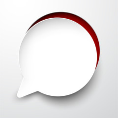 Paper white speech bubble round note.