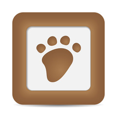 Paw button on white background