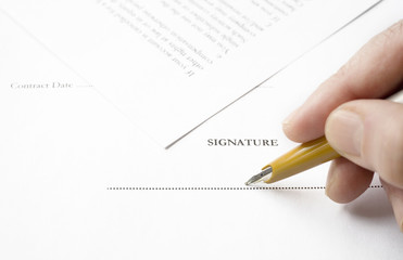 Signing a contract, free copy space