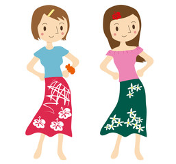 フラダンスをする女性