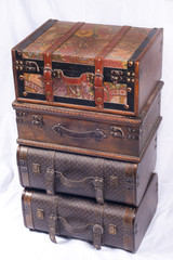 Pile of old vintage suitcases - luggage