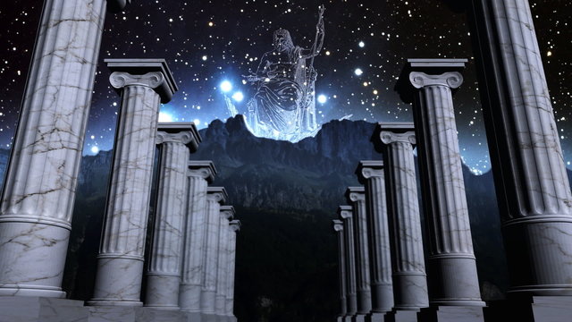Greek pillars in cosmic scene
